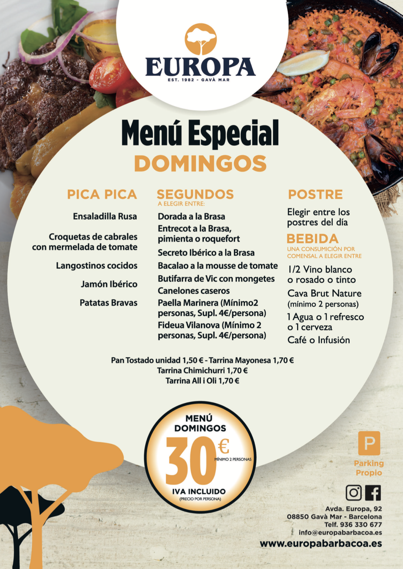 Menú de Domingos y Festivos